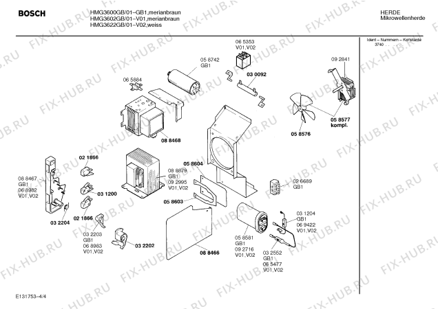 Схема №2 HMG3622GB с изображением Модуль управления для микроволновки Bosch 00287881