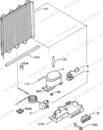 Взрыв-схема холодильника Rex CI1800FR - Схема узла Cooling system 017