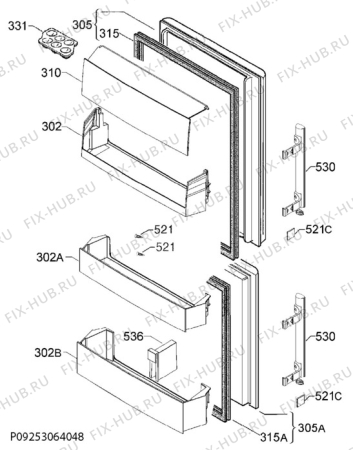 Взрыв-схема холодильника Electrolux RN3602MOX - Схема узла Door 003