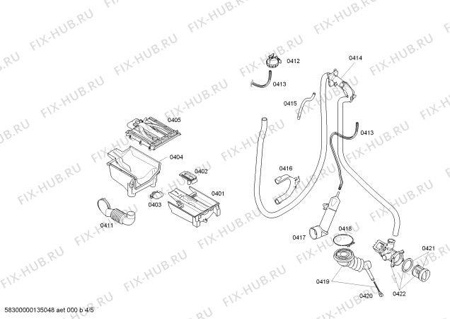 Взрыв-схема стиральной машины Bosch WAS284E1 Logixx 8 SpeedWash - Схема узла 04