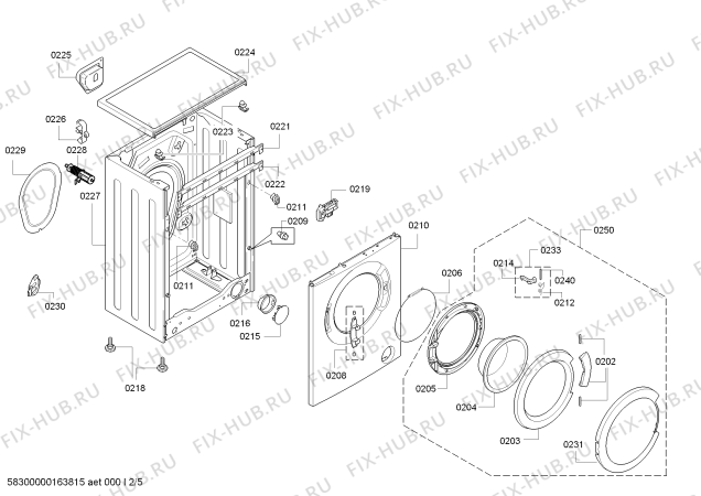 Взрыв-схема стиральной машины Bosch WLG20265PL Maxx 5 VarioPerfect - Схема узла 02