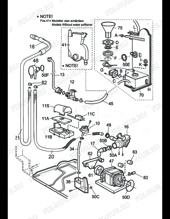 Взрыв-схема посудомоечной машины Origo EXD1000 - Схема узла W20 Pump, Water softener