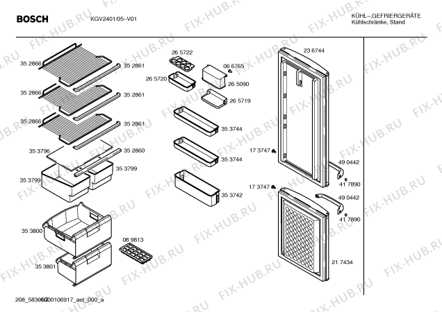 Схема №2 KG24V3F1 с изображением Испаритель для холодильника Bosch 00471177