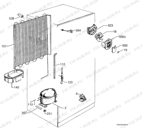 Взрыв-схема холодильника Arthurmartinelux ARA29291S - Схема узла Cooling system 017