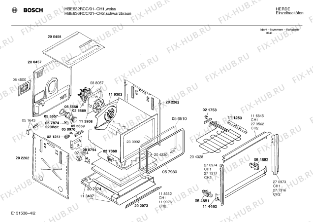 Схема №1 HBE636FGB с изображением Панель для плиты (духовки) Bosch 00271314