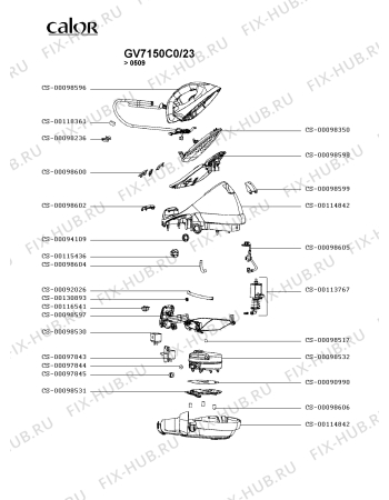 Схема №1 GV7150C0/23 с изображением Рукоятка для электроутюга Calor CS-00098596