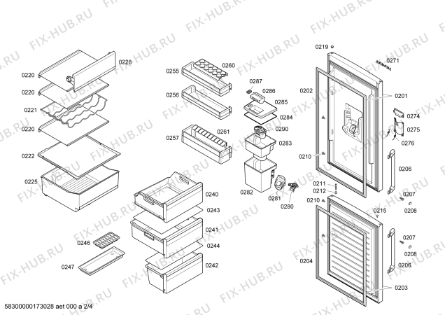 Взрыв-схема холодильника Siemens KG36DVI30G iQ500 - Схема узла 02