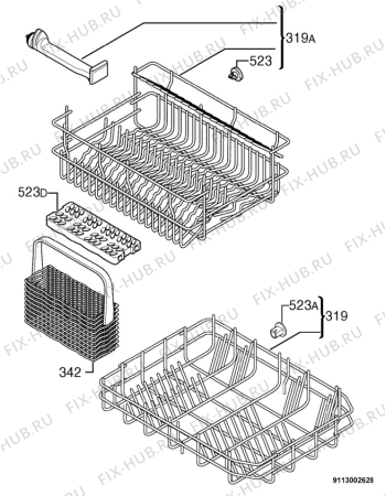 Взрыв-схема посудомоечной машины Silentic 600/387-50117 - Схема узла Basket 160