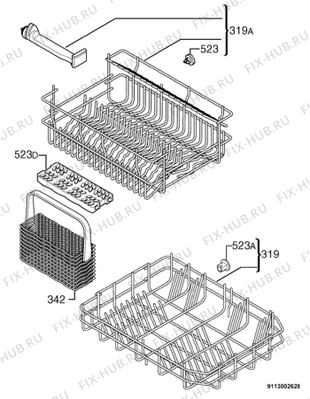Взрыв-схема посудомоечной машины Privileg 904348_10254 - Схема узла Basket 160