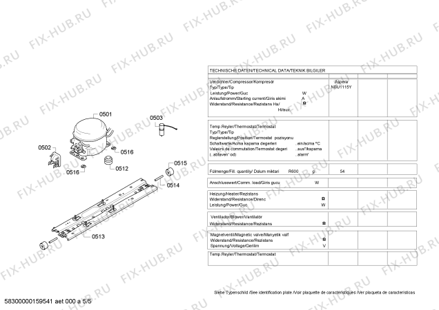 Взрыв-схема холодильника Bosch KDN56AI50I - Схема узла 05