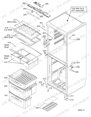 Взрыв-схема холодильника Hotpoint FFA84P (F034944) - Схема узла