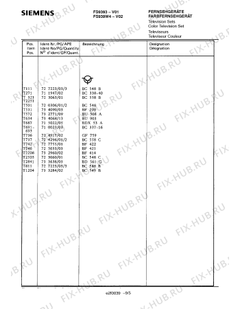 Схема №3 FS939W4 с изображением Инструкция по эксплуатации для жк-телевизора Siemens 00530465