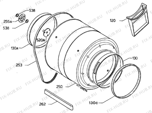 Взрыв-схема стиральной машины Faure LSI232W - Схема узла Drum