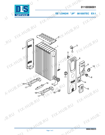 Схема №1 081505TEC TOS EX:1 с изображением Переключатель для обогревателя (вентилятора) DELONGHI 5908011300