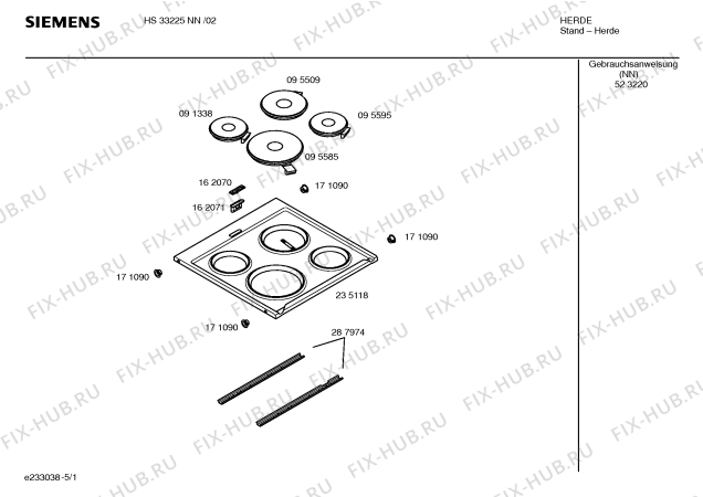 Схема №2 HS33225NN с изображением Инструкция по эксплуатации для плиты (духовки) Siemens 00523220