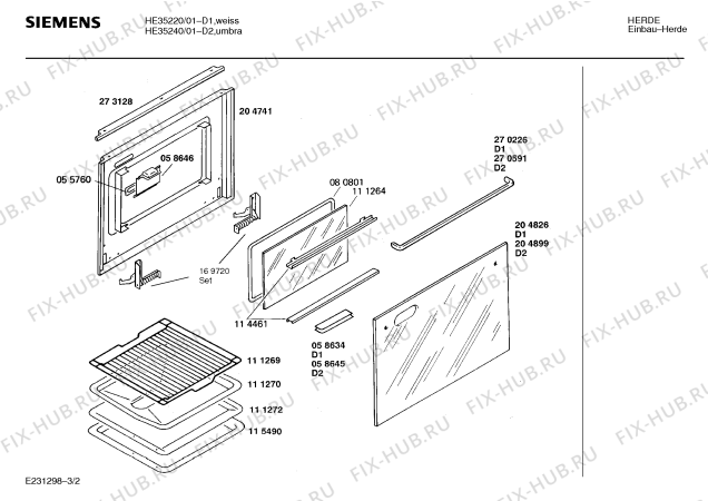 Взрыв-схема плиты (духовки) Siemens HE35220 - Схема узла 02
