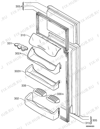 Взрыв-схема холодильника Zanussi ZD28CR - Схема узла Door 003