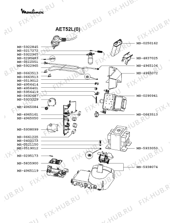 Взрыв-схема микроволновой печи Moulinex AET52L(0) - Схема узла 4P002070.4P3