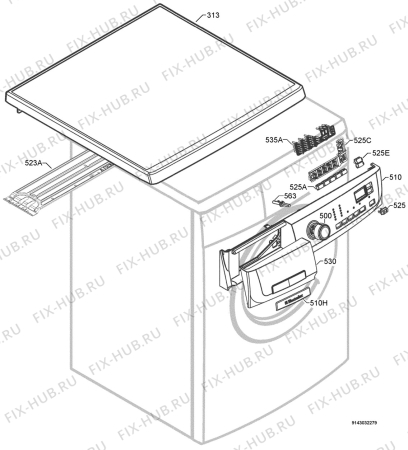 Взрыв-схема стиральной машины Electrolux EWF14440W - Схема узла Command panel 037