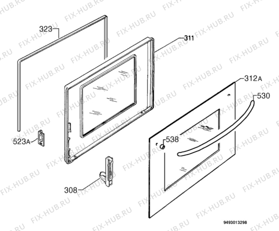 Взрыв-схема плиты (духовки) Zanussi ZBN766N - Схема узла Door 003