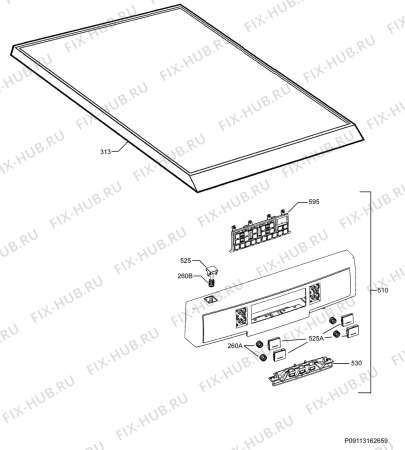 Взрыв-схема посудомоечной машины Electrolux ESF4600ROW - Схема узла Command panel 037