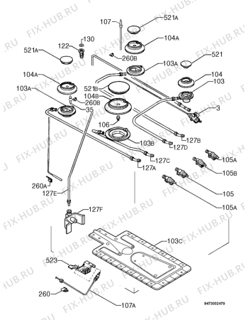 Взрыв-схема плиты (духовки) Zoppas PW55AS - Схема узла Functional parts 267