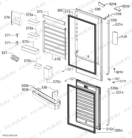 Взрыв-схема холодильника Husqvarna Electrolux QRT4670X - Схема узла Door 003