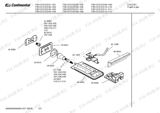 Взрыв-схема плиты (духовки) Continental FSK12T21ED - Схема узла 05