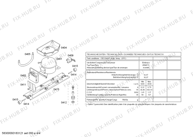 Схема №4 KG36NST40 с изображением Силовой модуль для холодильной камеры Bosch 00654614