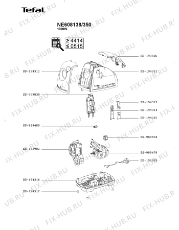 Взрыв-схема мясорубки Tefal NE608138/350 - Схема узла HP004854.5P3