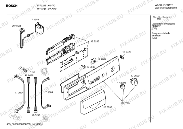 Схема №2 WFL2481 Maxx WFL 2481 с изображением Панель управления для стиралки Bosch 00437785