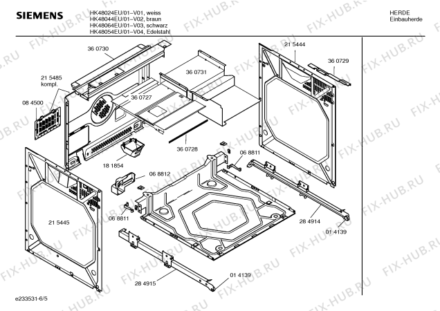 Взрыв-схема плиты (духовки) Siemens HK48024EU - Схема узла 05