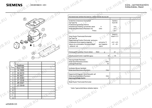 Взрыв-схема холодильника Siemens KS39V98 - Схема узла 03