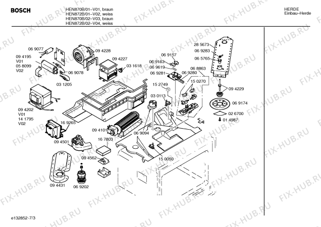Взрыв-схема плиты (духовки) Bosch HEN872B - Схема узла 03