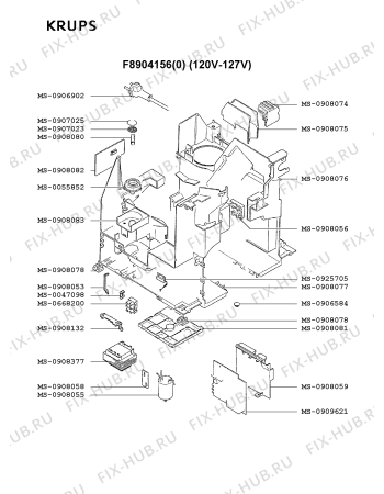 Взрыв-схема кофеварки (кофемашины) Krups F8904156(0) - Схема узла RP001867.5P3