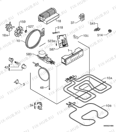 Взрыв-схема плиты (духовки) Privileg 785896_60364 - Схема узла Electrical equipment 268