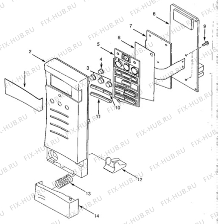 Взрыв-схема микроволновой печи Electrolux EME1885 - Схема узла Command panel 037