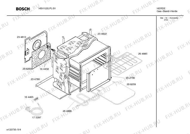 Схема №3 HSV122LPL Bosch с изображением Инструкция по эксплуатации для плиты (духовки) Bosch 00527952
