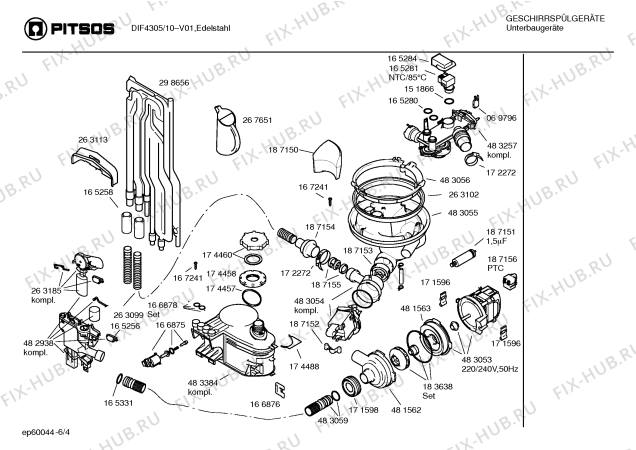 Схема №2 DIF4305 с изображением Инструкция по эксплуатации для посудомойки Bosch 00581061