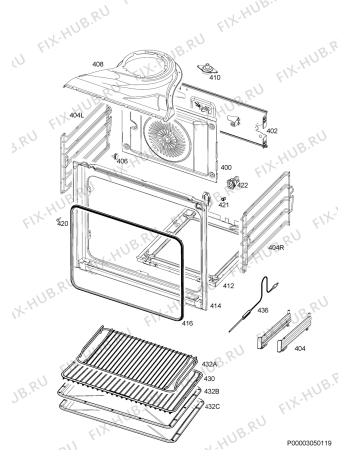 Взрыв-схема плиты (духовки) John Lewis JLBIOS614 - Схема узла Oven