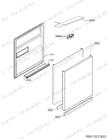 Взрыв-схема посудомоечной машины Aeg FUB52600ZM - Схема узла Door 003