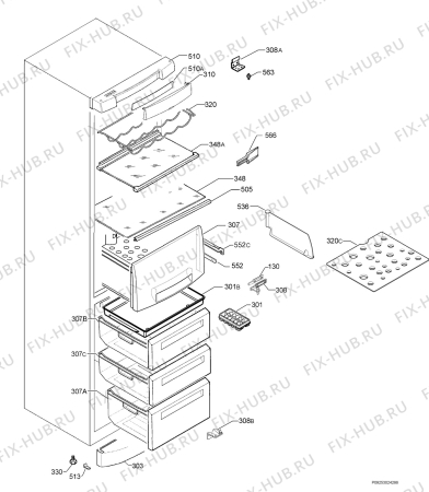 Взрыв-схема холодильника Arthurmartinelux ARA8653 - Схема узла Housing 001