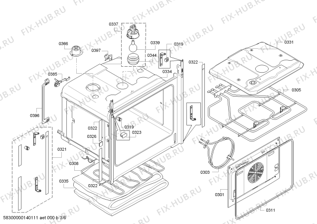 Взрыв-схема плиты (духовки) Bosch HBR43B250B - Схема узла 03