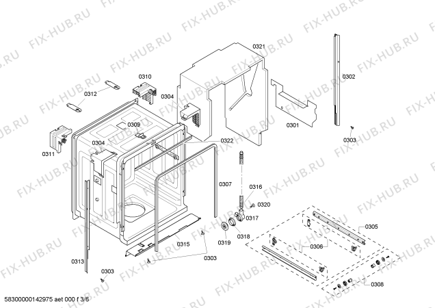 Взрыв-схема посудомоечной машины Bosch SHX65P05UC - Схема узла 03