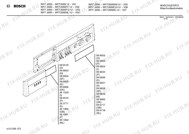 Схема №3 WFF2000FF WFF2000 с изображением Панель управления для стиралки Bosch 00299033