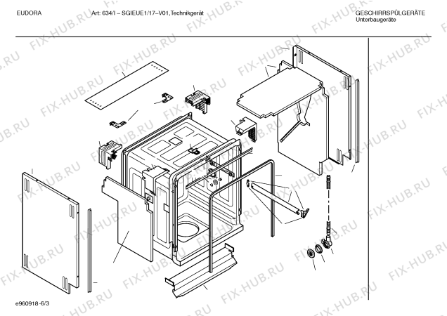 Взрыв-схема посудомоечной машины Eudora SGIEUE1 Art.:634/I - Схема узла 03