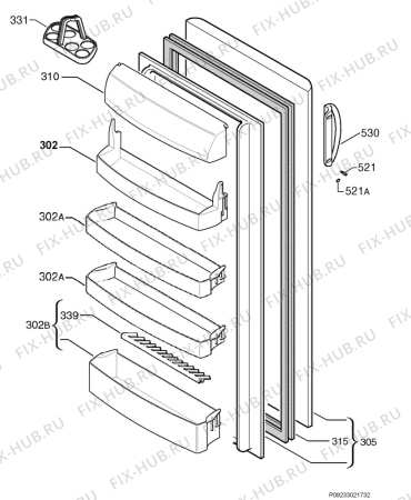 Взрыв-схема холодильника Zanussi ZERC2425 - Схема узла Door 003