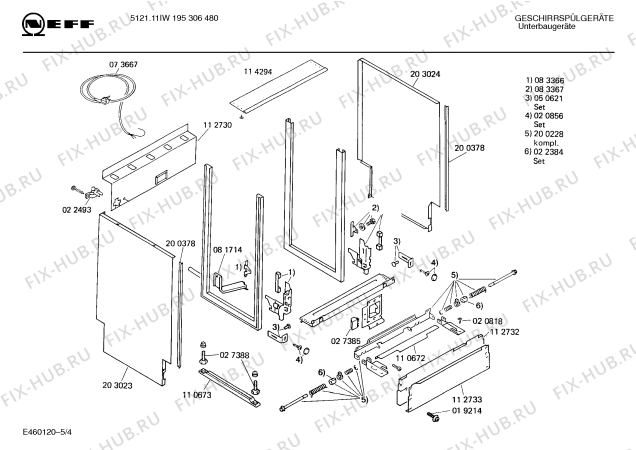 Взрыв-схема посудомоечной машины Neff 195306480 5121.11IW - Схема узла 04