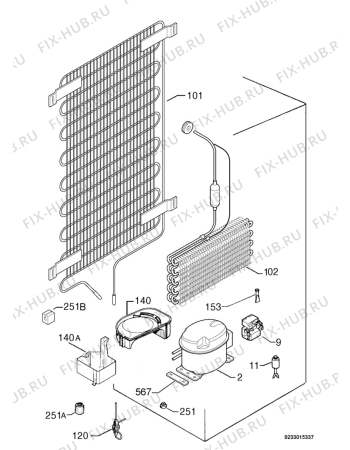 Взрыв-схема холодильника Juno Electrolux JRZ90121 - Схема узла Cooling system 017