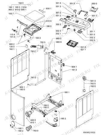 Схема №1 AWE 88610 с изображением Блок управления для стиральной машины Whirlpool 481010490538